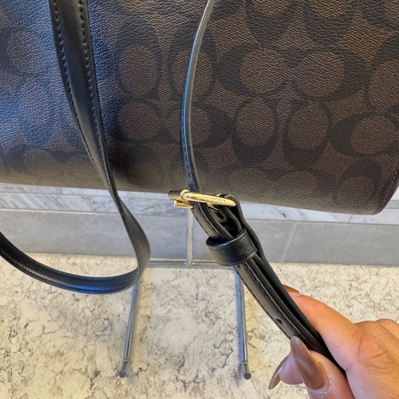 Coach Satchel Bag in signature canvas black & brown -Rowan - Picture 8 of 11